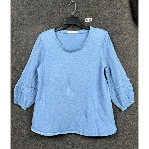 MODODOC Los Angeles Blouse Womens Size M Blue Stretch Thermal 3/4 Sleeve Tee - Picture 1 of 7